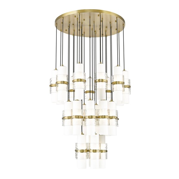 Z-Lite Cayden Chandelier, 27-Light, 36 In.W x 16.75 In.H, Modern Gold/Clear + Etched Opal 1946P-27R-MGLD - main